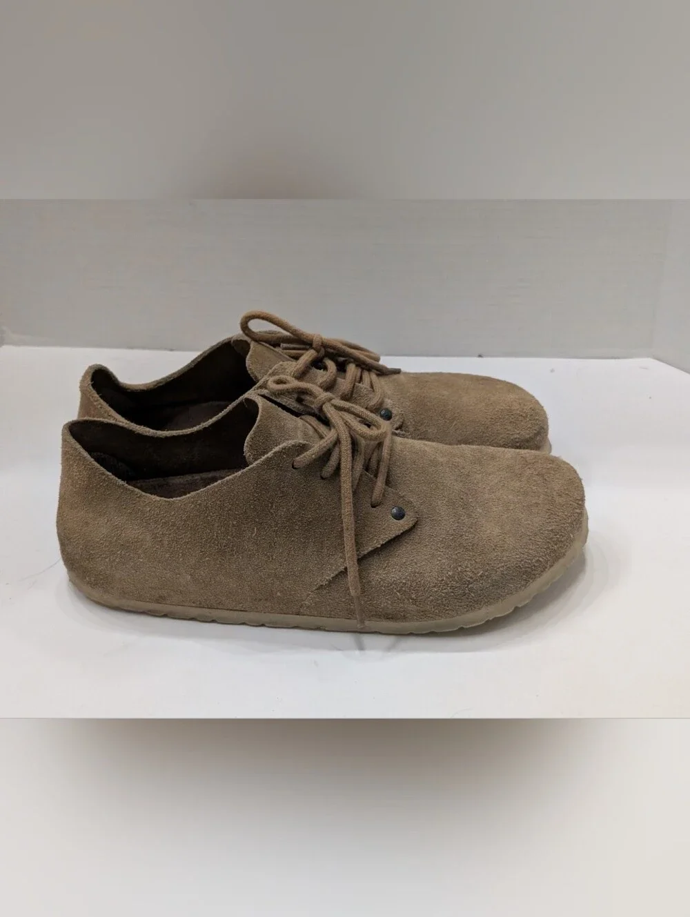BIRKENSTOCK 41 Maine Suede Leather Oxfords Lace Up Shoes Women's 10, Men's 8 Tan